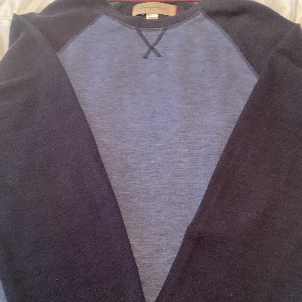 Tommy Bahama Men's Two-Tone Crewneck Sweater - Navy/Heather Blue